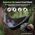 Camping Hammock with Mosquito Net, 2 Person Hammock Tent, Portable, Parachute Nylon for Indoor, Outdoor, Hiking, Backpacking, Backyard, Beach, Travel (Hold Up to 500lbs) (Black)