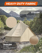 KingCamp Canvas Bell Yurt Tents, 4 Seasons Large Waterproof & Windproof Luxury Glamping Tent w/Stove Jack for Family Outdoor Camping, Hunting, Parties