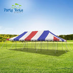 Party Tents Direct 20'x40' Weekender Canopy Pole Tent - Easy Up Canopy Tent with 160 Person Capacity - Outdoor Canopies for Parties, Weddings, & Events (Red White and Blue Top)