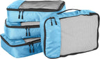 Amazon Essentials 4-Piece Packing Cubes Travel Accessories Set, Luggage Organizer with Double Zipper, Mesh Top, 100% Polyester, Medium, Sky Blue (Previously Amazon Basics)