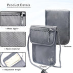 SUPACOOL Neck Wallet, RFID Blocking Passport Holder, Travel Pouch, Hidden Neck Pouch for Travel(Grey)