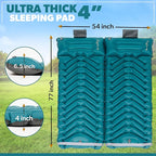 Double Sleeping Pad with Pillow, Self Inflating Extra-Thick, Ultralight Sleeping Mat, Built-in Pump, Ultimate for Camping, Hiking, Traveling, Airpad, Carry Bag, Compact & Lightweight Air Mattress