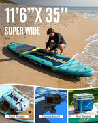 ZLX 11'6" Extra Wide Inflatable Stand Up Paddle Board SUP, Stable Non-Slip Deck Pad, Unique Fin System and Premium iSUP Accessories - Portable Backpack & Upgraded Pump for Adults, All Skill Levels