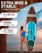 Inflatable Stand Up Paddle Board 10'8“*34"/11'*33" Extra Wide Paddle Boards for Adults, SUP with Premium Accessories & Nylon Backpack, Adjustable Paddle, Hand Pump, Bottom Fin, Leash