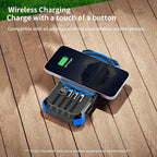 Solar Charger Power Bank 49800mAh Wireless Charger QC 3.0 Fast Charging Power Bank 8 Outputs 4 Inputs Solar Portable Charger Compatible with All Mobile Devices,SOS/Strobe/Strong Flashlights (Blue)