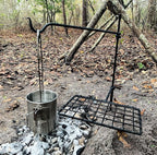 BATTLBOX Bushcraft Grill Set, Steel Campfire Cooking Grate Swivel Grill For Outdoor BBQ Open Fire, Packable Campfire Cook Set, Heavy Duty Open Fire Swivel Camping Cooktop, Canvas Bag