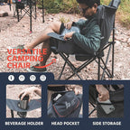 OUTSIDER Folding Camping Chair Heavy Duty Folding Chair 400lbs Oversized Outdoor Chairs with Cup Holder, Cooler Bag, Storage Pocket & Lumbar Support (Style-2, 1pc)