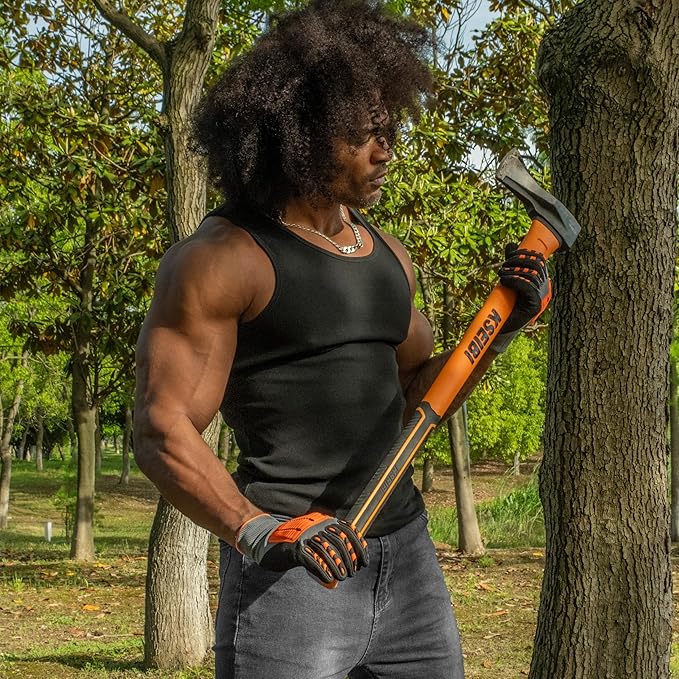 KSEIBI 36-Inch Splitting Axe - Forged Carbon Steel, Wood Splitter & Kindling Axe for Chopping, Heavy-Duty Maul with Ergonomic Fiberglass Handle, Shock Reduction, Anti-Slip Grip