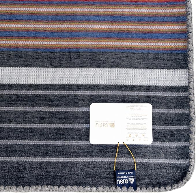 QISU Alpaca Wool Blanket Throw | Large, Beautiful, Warm, Variegated | 85 x 65 inches | Ultra-Soft, Hypoallergenic and Breathable | Non-Itchy or Scratchy Fabric (Grey Autumns)
