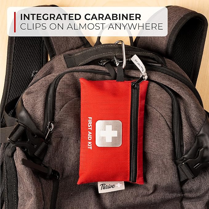 Thrive Mini Travel Emergency Kit - 66 Piece Set, Waterproof Rip-Stop Nylon Pouch for Theme Park Essentials & Travel Safety Products