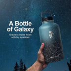 Coolflask 64 oz Water Bottle Insulated with Straw&3 Lids, Half Gallon Water Jug Galaxy Large Metal Stainless Steel Vacuum Flask for Gym, Sports and Travel, Keep Cold 48H Hot 24H,Turquoise