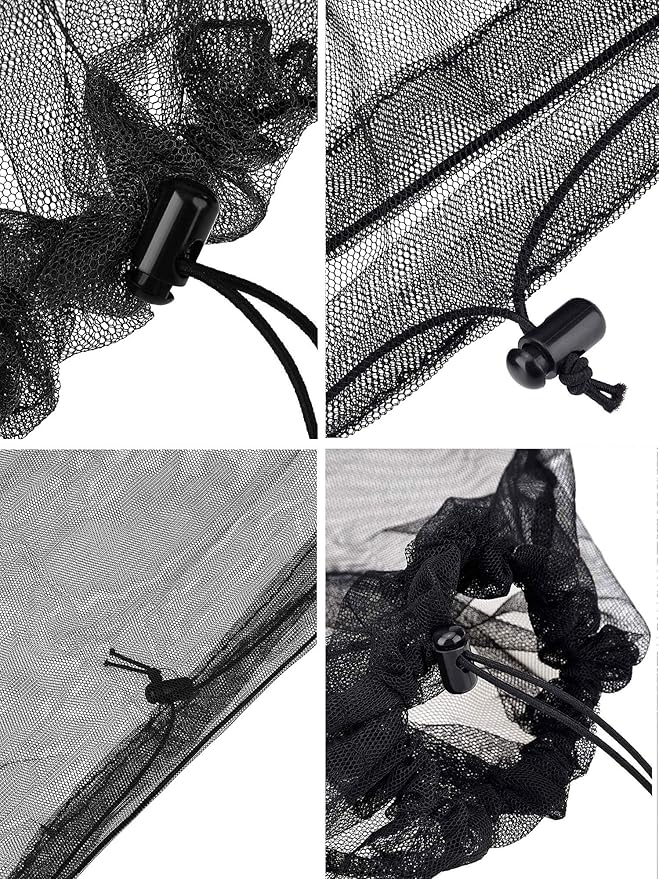 HESTYA 4 Pack Mosquito Head Net Face Mesh Protecting Net for Outdoor Hiking Camping Climbing Mosquito Fly Insects Preventing(Black)