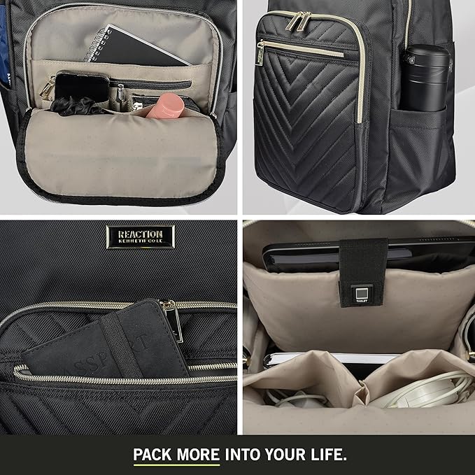 Kenneth Cole REACTION Women's Chelsea Chevron 15" Laptop and Tablet Backpack, Olive