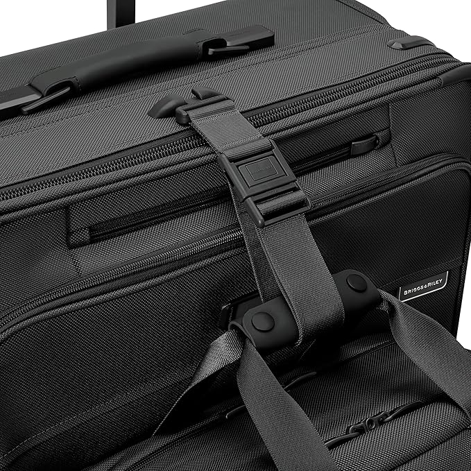 Briggs & Riley Global 21" Carry On Expandable Spinner - Luggage for International Travel, Suitcases with Wheels, Softside Rolling Bag for Men & Women, Self-Repairing Zipper- Baseline Collection, Black