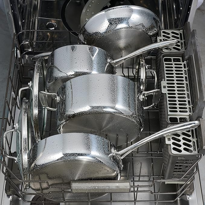 Tramontina Tri-Ply Clad Stainless Steel 4-Quart Sauce Pan with Glass Lid, Induction-Ready, Dishwasher-Safe, NSF-Certified, Made in Brazil