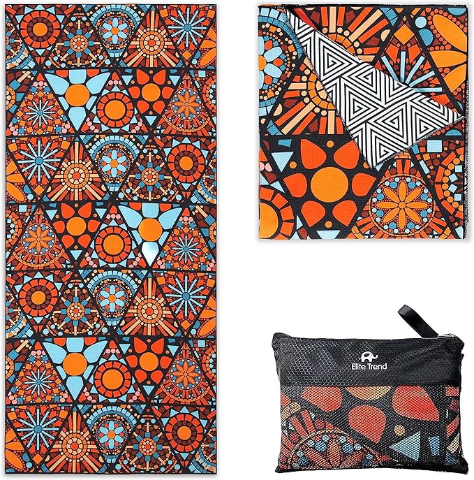 Elite Trend Microfiber Beach Towel Waffle for Adults with Bag - Extra Large 78x35 inch Lightweight Sand Free Quick Dry Towel for Travel, Swimming, Yoga, Camping (Ojoy)