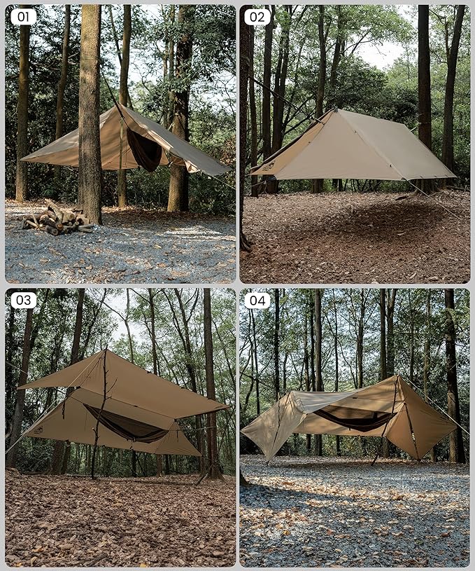 OneTigris Proteus Camping Tarp, Versatile Waterproof Lightweight Tarp Shelter with Doors, Extra Large 20.1ft x 9.2ft, Ideal for Camping, Hiking, Backpacking, Tent, Bushcraft