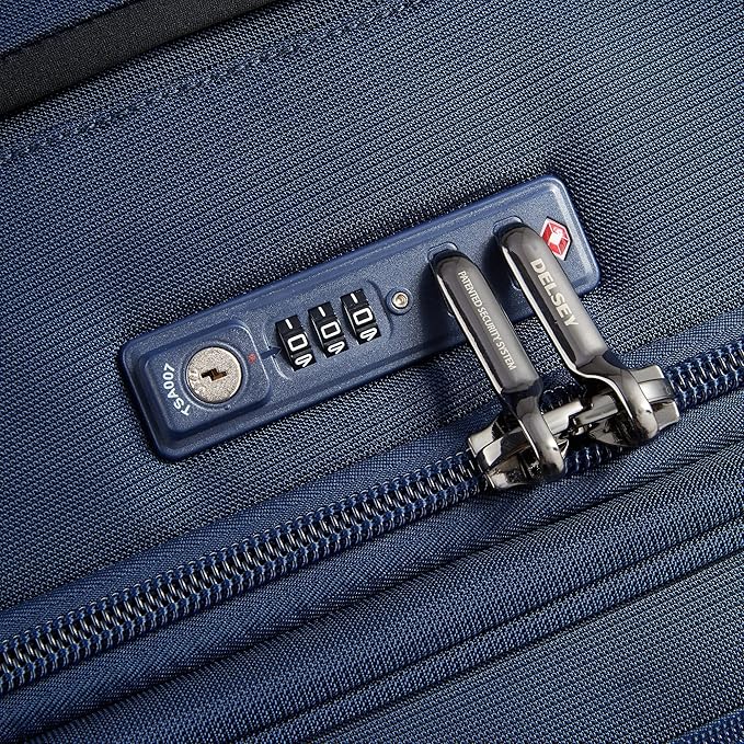 DELSEY PARIS Helium DLX Softside Expandable Luggage with Spinner Wheels, Navy Blue, 3 Piece Set (20/25/29)