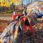 ECOSILK Outdoor Blanket Waterproof | XL Puffy Camping Blanket for Hiking Backpacking | Lightweight Packable Travel Cars Blanket w. Stuff Sack for Picnic Festival |55 X 79 in| Forest Camo…