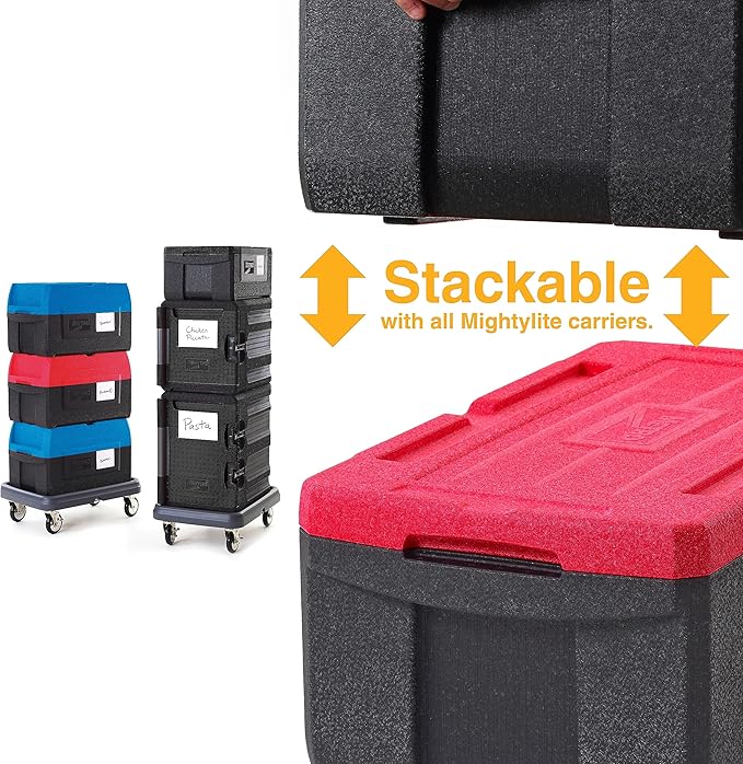 METRO Mightylite ML180 Top-Load Insulated Food Carrier - Professional-Grade Multipurpose Pan Carrier, Insulated Cooler and Catering Food Warmer - 30 qt or 3 Pan Capacity - Red