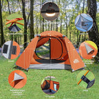 2-3 Person Backpacking Tent with Double Door 2 Vestibule, Waterproof Windproof Lightweight Easy Set Up 3 Season 2 Man Two Person Tent for Camping, Hiking, Motorcycle, Mountaineering with UPF 50+