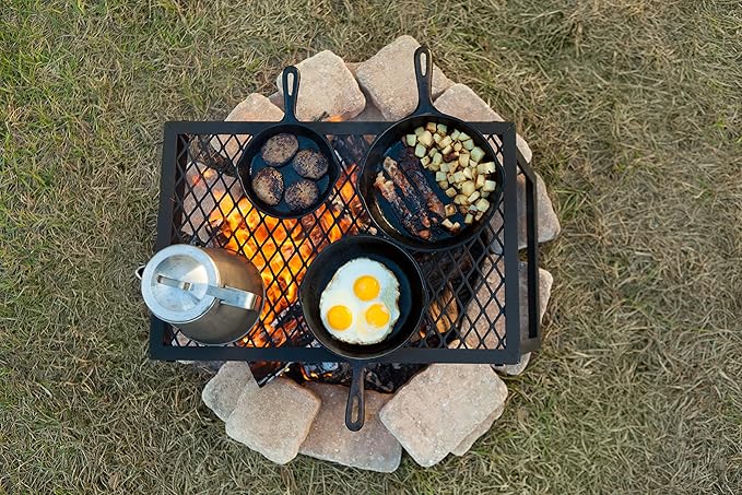 Amazon Basics Heavy-Duty Portable Camping Grill Grate for Campfire Cooking, Black