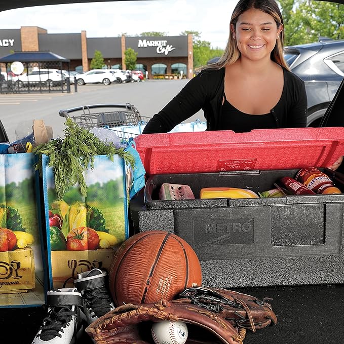 METRO Mightylite ML180 Top-Load Insulated Food Carrier - Professional-Grade Multipurpose Pan Carrier, Insulated Cooler and Catering Food Warmer - 30 qt or 3 Pan Capacity - Red