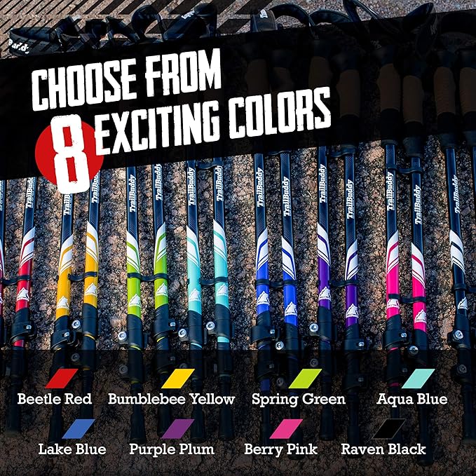 TrailBuddy Trekking Poles – Lightweight 7075 Aluminum Hiking Poles for Women, Men & Seniors – Collapsible Walking Sticks for Travel, Trails & Balance