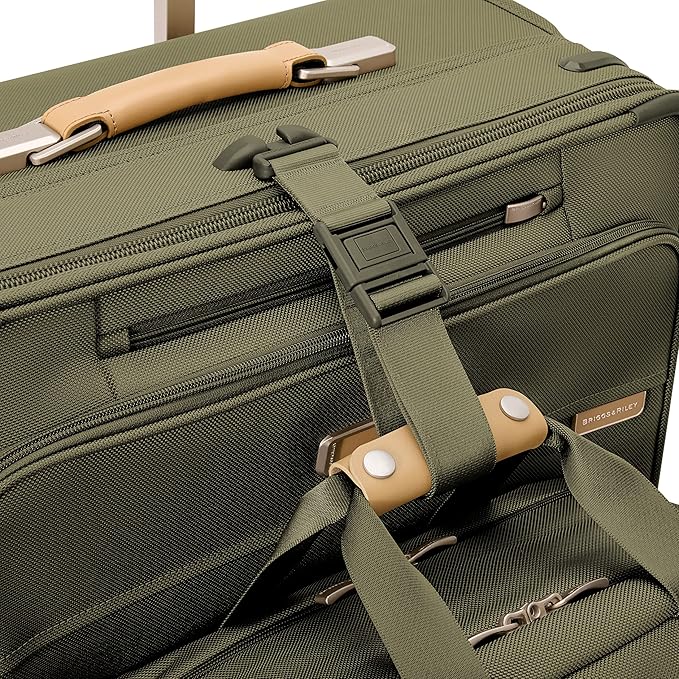 Briggs & Riley 21" Global Carry On Expandable Spinner - Luggage for International Travel, Suitcases with Wheels, Softside Rolling Bag for Men & Women, Self-Repairing Zipper- Baseline Collection, Olive