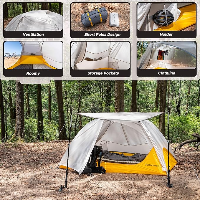 Wander Hawk 2-Person Backpacking Tent, Lightweight 2 Person Tent for Bikepacking Backpacking Camping & Hiking