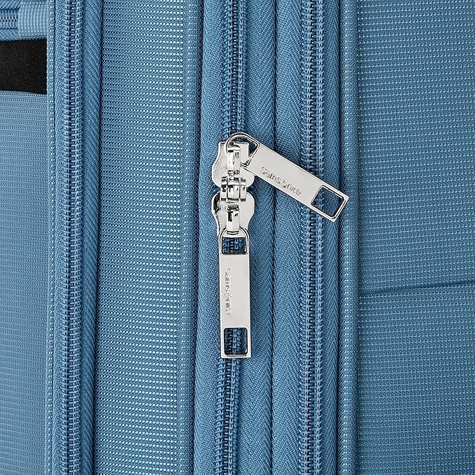 Samsonite Soft-Sided 25-Inch Lightweight Medium Checked Expandable Element Suitcase: Durable, 360° Spinner Wheels, Adjustable Telescopic Handle, 2 Front & 1 Side Pocket- Captains Blue
