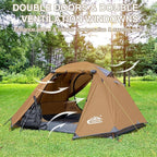 2-3 Person Backpacking Tent with Double Door 2 Vestibule, Waterproof Windproof Lightweight Easy Set Up 3 Season 2 Man Two Person Tent for Camping, Hiking, Motorcycle, Mountaineering with UPF 50+