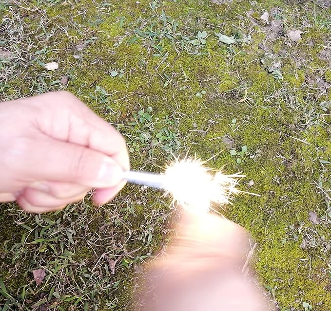 Magnesium Fire Starter Kit with Ferro Rod – Emergency Survival Fire Starting Gear with Pre-Shaved Magnesium & Fire Ropes – Waterproof Outdoor Kit for Camping, Hiking, Bushcraft