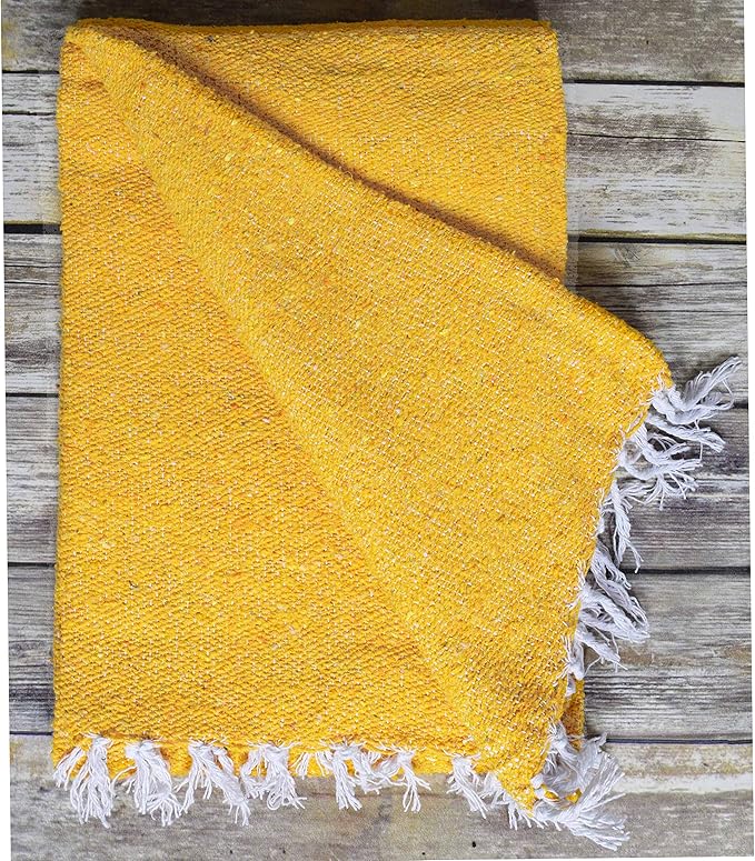 Open Road Goods Solid Color Mexican Yoga Blanket – Large Handwoven Throw for Yoga, Beach, Camping or Home – Soft and Durable Cotton Blend