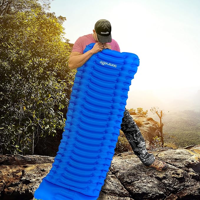 SereneLife Lightweight & Compact Camping Gear – Sleeping Pads & Bags with Built-in Pillows for Outdoor Comfort, Waterproof & Tear-Resistant Design, Perfect for Hiking, Backpacking, Couples & Solo Use