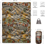 ECOSILK Outdoor Blanket Waterproof | XL Puffy Camping Blanket for Hiking Backpacking | Lightweight Packable Travel Cars Blanket w. Stuff Sack for Picnic Festival |55 X 79 in| Forest Camo…