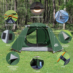 2-3 Person Backpacking Tent with Double Door 2 Vestibule, Waterproof Windproof Lightweight Easy Set Up 3 Season 2 Man Two Person Tent for Camping, Hiking, Motorcycle, Mountaineering with UPF 50+
