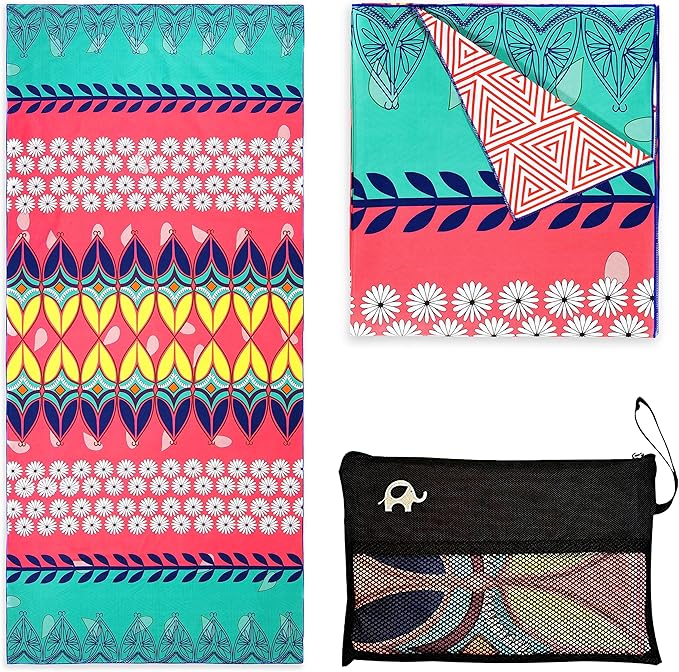Quick Dry Towel Extra Large 78x35 Inch - Microfiber Beach Towel - Perfect for Beach, Travel, Swimming, Pool, Yoga, Hiking, Camping - Lightweight, Fast Drying, Compact for Adults (Bohemian)