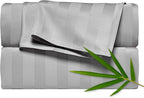 Twin Sheets by Pure Bamboo, Genuine 100% Organic Viscose Derived from Bamboo Bed Sheet Set, Luxuriously Soft & Cooling, Double Stitching, Lifetime Quality Promise (Twin, Jacquard Silver)