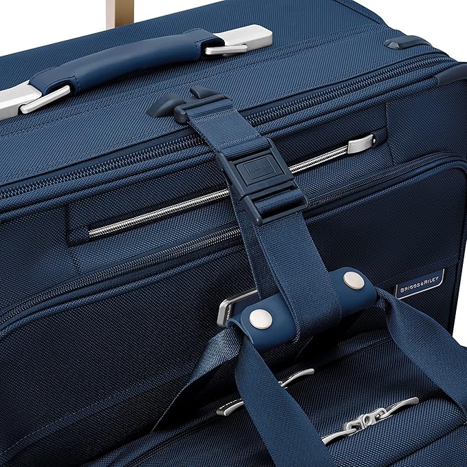 Briggs & Riley Global 21" Carry On Expandable Spinner - Luggage for International Travel, Suitcases with Wheels, Softside Rolling Bag for Men & Women, Self-Repairing Zipper - Baseline Collection, Navy