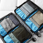 Amazon Essentials 4-Piece Packing Cubes Travel Accessories Set, Luggage Organizer with Double Zipper, Mesh Top, 100% Polyester, Medium, Sky Blue (Previously Amazon Basics)