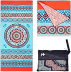 Elite Trend Microfiber Beach Towel for Adults with Bag - Extra Large 78x35 Inch Lightweight Sand Free Quick Dry Towel for Travel, Swimming, Yoga, Camping (Mandala Coral)