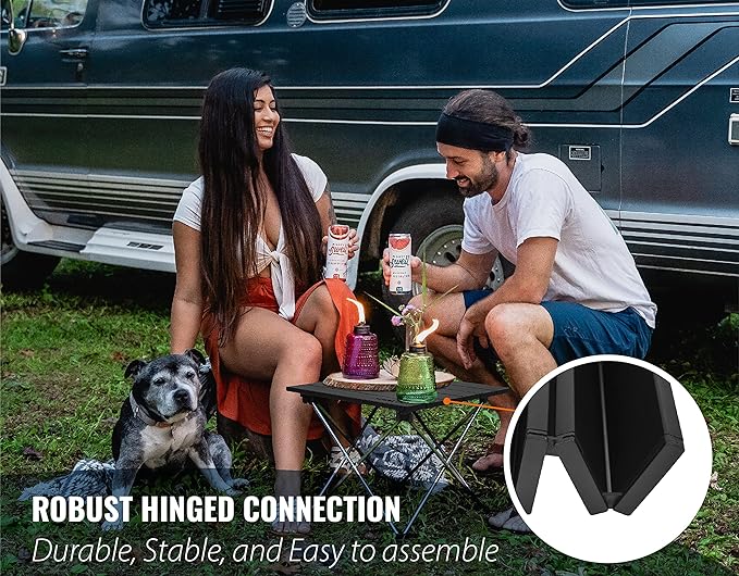 TREKOLOGY Small Camping Table - Beach Table That Fold Up - Lightweight, Foldable, Potable Folding Small Outdoor Table - for Camp, Hiking, Campers & Summer Outing Trip