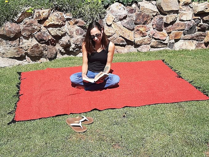 Open Road Goods Solid Color Mexican Yoga Blanket – Large Handwoven Throw for Yoga, Beach, Camping or Home – Soft and Durable Cotton Blend