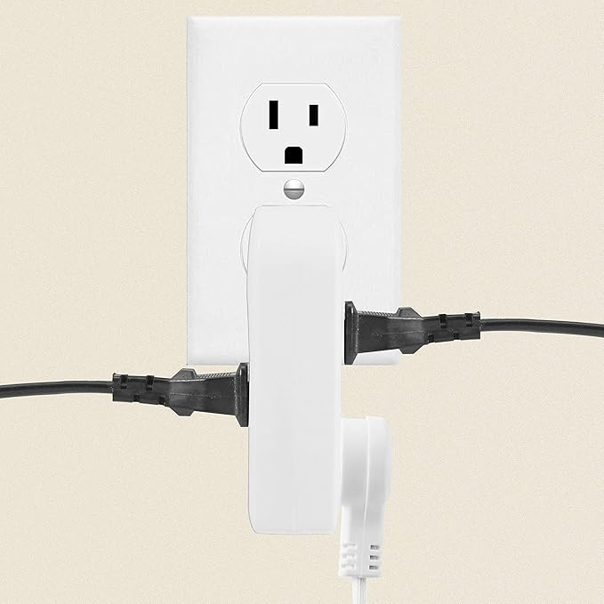 3 Way Outlet Vertical Wall Tap Splitter Adapter with 3 Prong Plug for Behind Furniture, Hard Plastic,UL Listed,1PK.