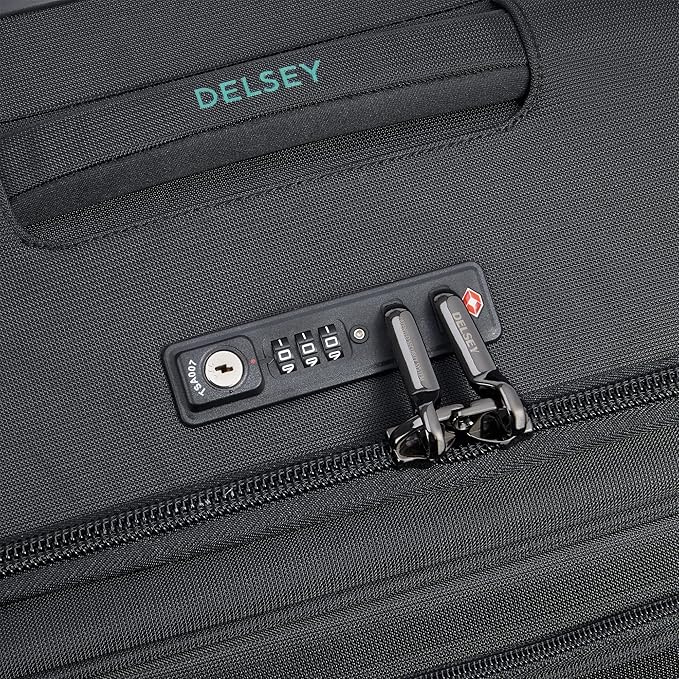 DELSEY PARIS Helium DLX Softside Expandable Luggage with Spinner Wheels, Black, 3 Piece Set (20/25/29)