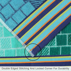 COTTON CRAFT Hooded Beach Towel - Oversized XXL 35x84 Towel with Hood for Adults - The Big Kahuna 7 Foot Large Beach Blanket Towel - Big & Tall - Soft 100% Cotton Velour Pool Bath Wrap - Blue Tiles