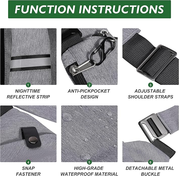 Anti Theft Crossbody Travel Bags for Women Men Cross Body Slim Sling Handbags with S Hook Antitheft