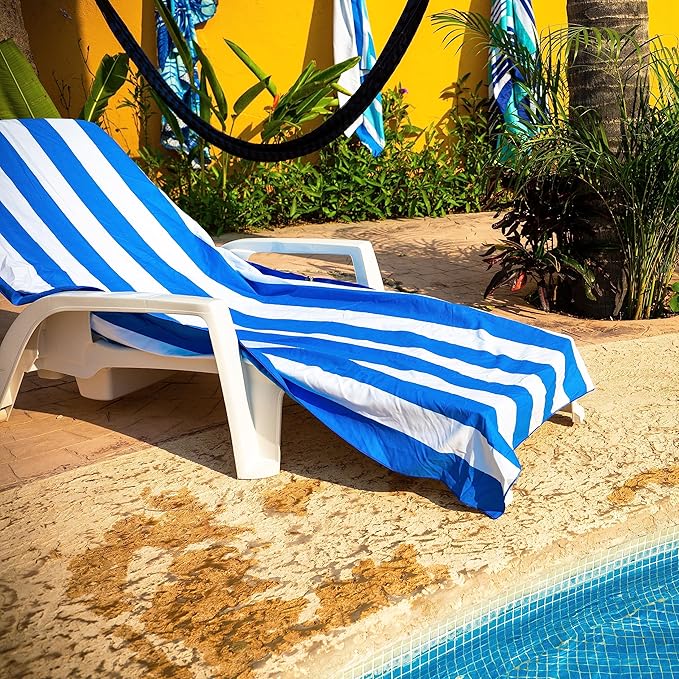 Quick Dry Towel Extra Large 78x35 Inch - Microfiber Beach Towel - Perfect for Beach, Travel, Swimming, Pool, Yoga, Hiking, Camping - Lightweight, Fast Drying, Compact for Adults (Cabana Blue)