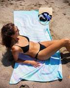 Quick Dry Towel Extra Large Waffle 78x35 Inch - Microfiber Beach Towel - Perfect for Beach, Travel, Swimming, Pool, Yoga, Hiking, Camping - Lightweight, Fast Drying, Compact for Adults (Rain)